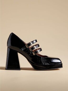 Anthropologie Maeve Triple Strap Mary Jane Heels